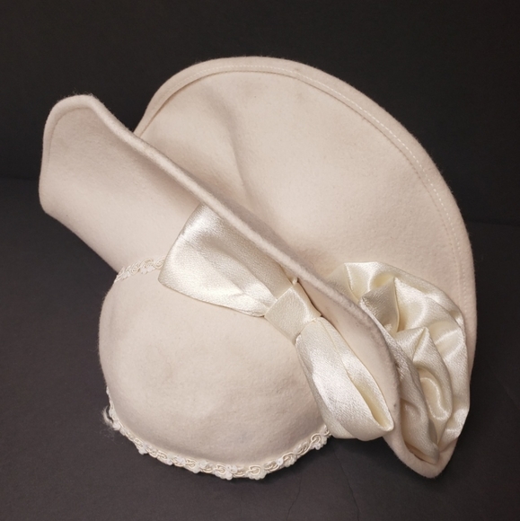 Vintage wool derby cream church hat main image 11
